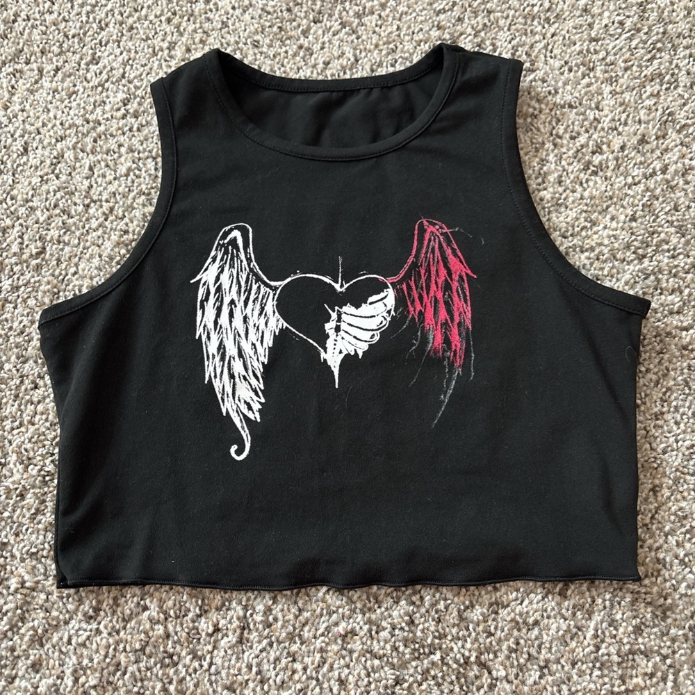 Black Angel Wing Crop Top